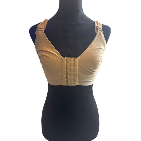 YIANNA Womens Post-Surgery Front Closure Brassiere Sports Bra, YA83288-Beige-M - Picture 3 of 8